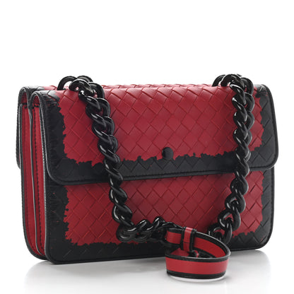 Bottega Veneta Nappa Intrecciato Glass Shoulder Bag Red Black 2 of 7
