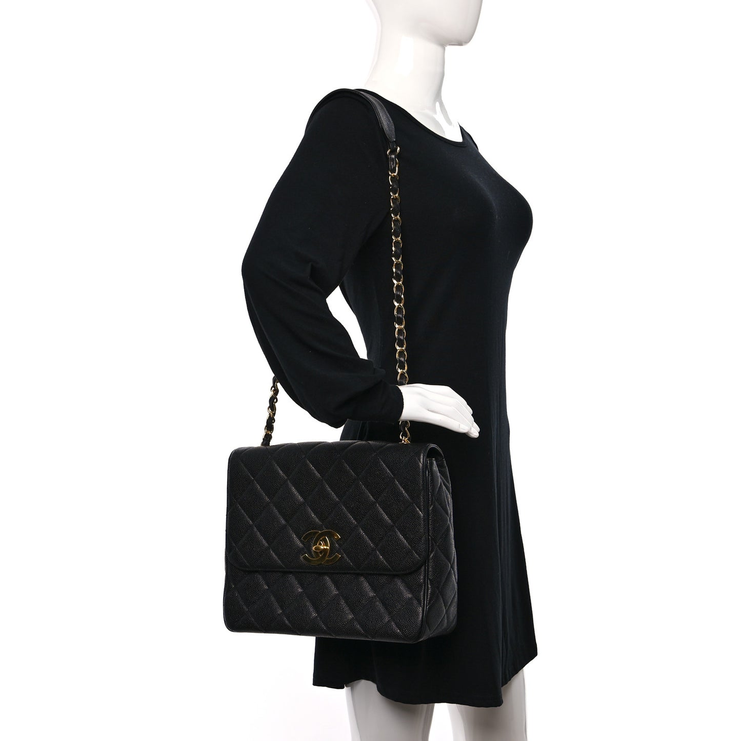 Caviar Quilted XL Jumbo Single Flap Black