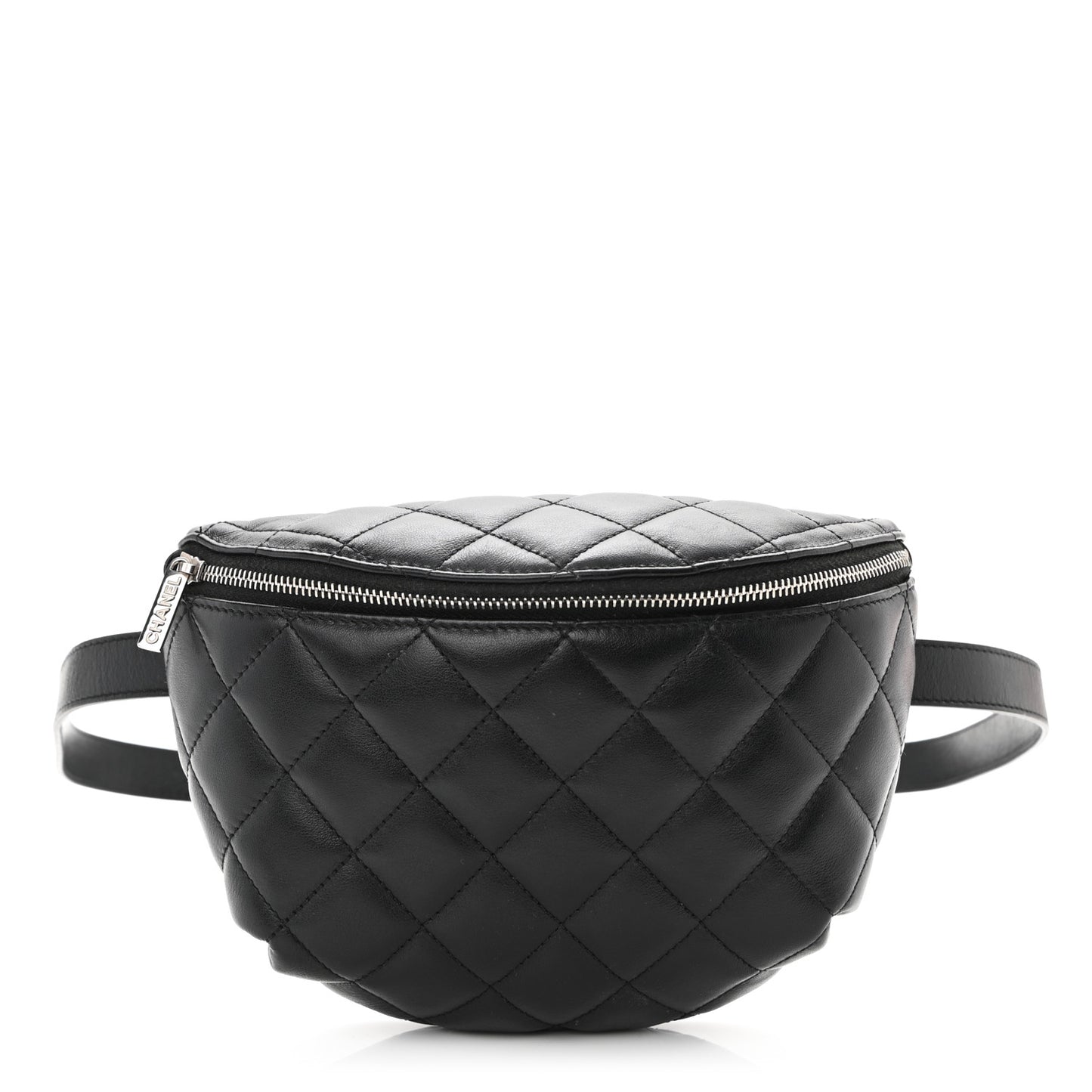 Lambskin Quilted Waist Belt Bag Black