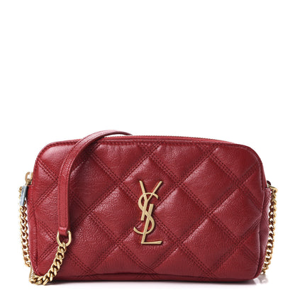 Saint Laurent Grained Lambskin Quilted Mini Becky Double Zip Bag Rouge Eros 1 of 10