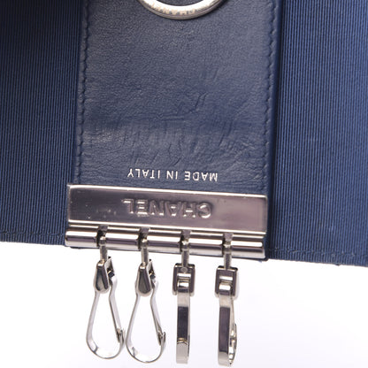 Chanel Caviar Quilted Classic 4 Key Holder Wallet Blue 7 of 9