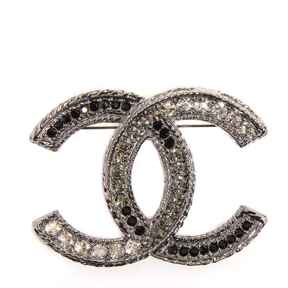 Chanel Crystal CC Brooch Black Silver 1 of 6