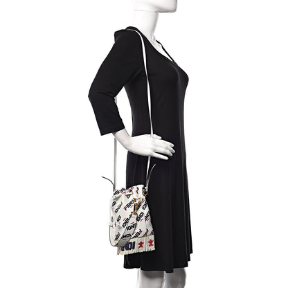 Fendi X FILA Calfskin F is Fendi Mania Fringe Mini Mon Tresor Bucket Bag White 2 of 16