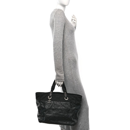 Chanel Coated Canvas Quilted Large Paris Biarritz Tote Black 2 of 10