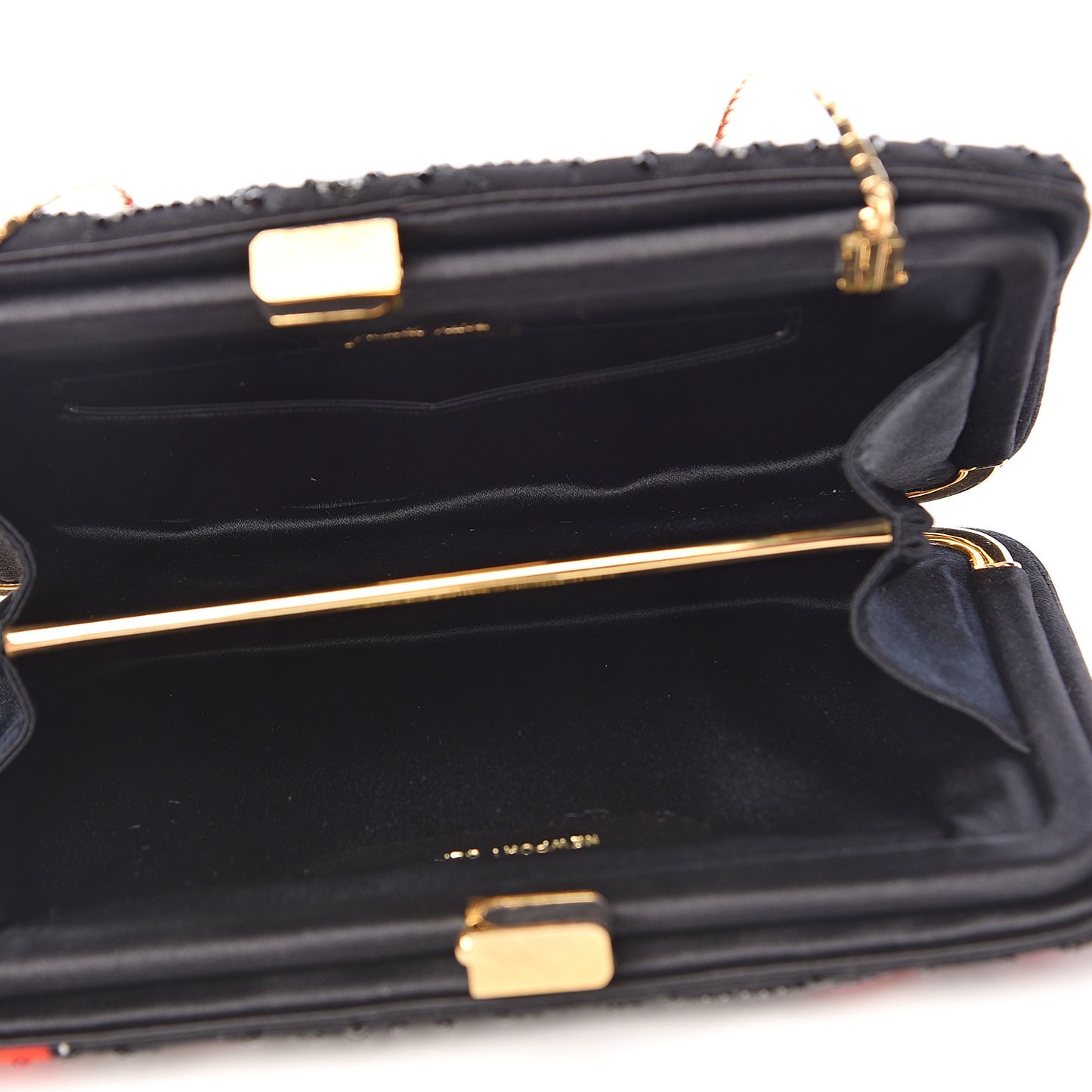 Fabric Crystal Flower Clutch Black