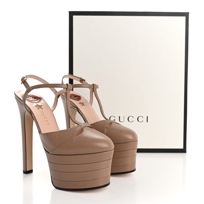 Gucci Malaga Kid Angel T-Strap Platform High Heel Pumps 38 Porcelain Rose 9 of 9