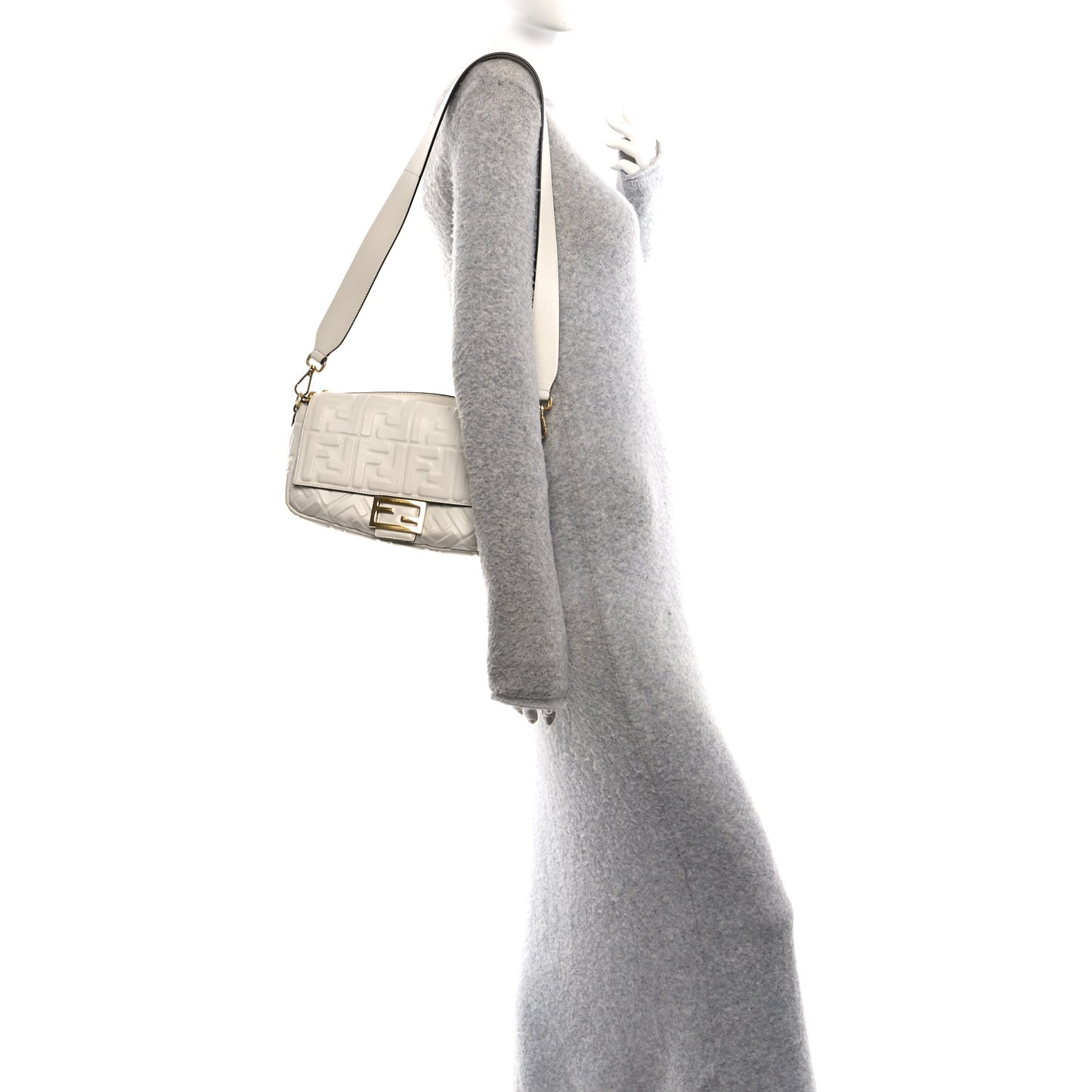Nappa FF 1974 Embossed Baguette White