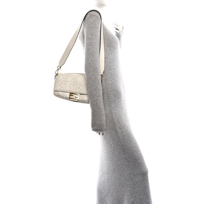 Fendi Nappa FF 1974 Embossed Baguette White 2 of 10