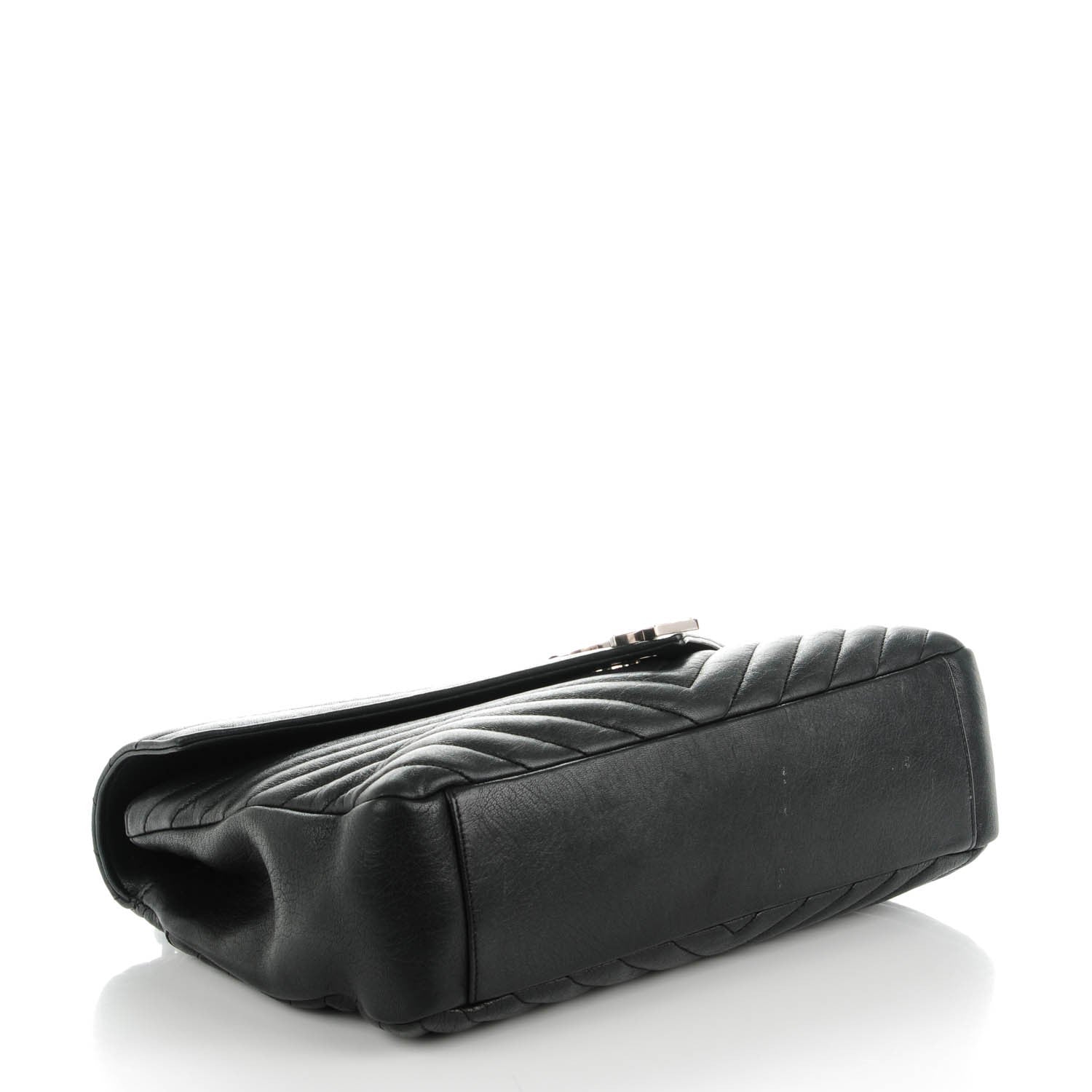 Saint Laurent Sheepskin Matelasse Chevron Monogram Large College Satchel Black 4 of 7