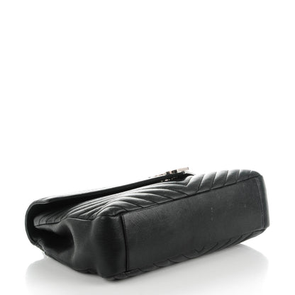 Saint Laurent Sheepskin Matelasse Chevron Monogram Large College Satchel Black 4 of 7
