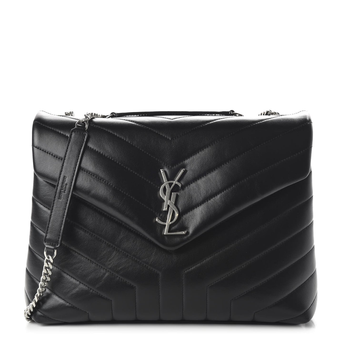 Calfskin Y Quilted Monogram Medium Loulou Chain Satchel Black