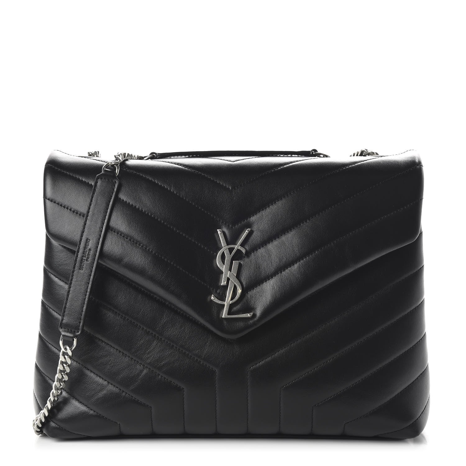 Saint Laurent Calfskin Y Quilted Monogram Medium Loulou Chain Satchel Black 1 of 10
