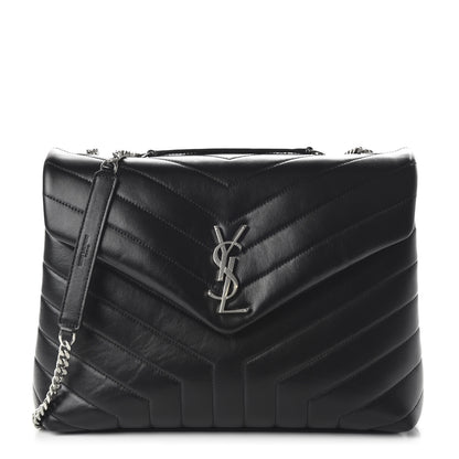 Saint Laurent Calfskin Y Quilted Monogram Medium Loulou Chain Satchel Black 1 of 10