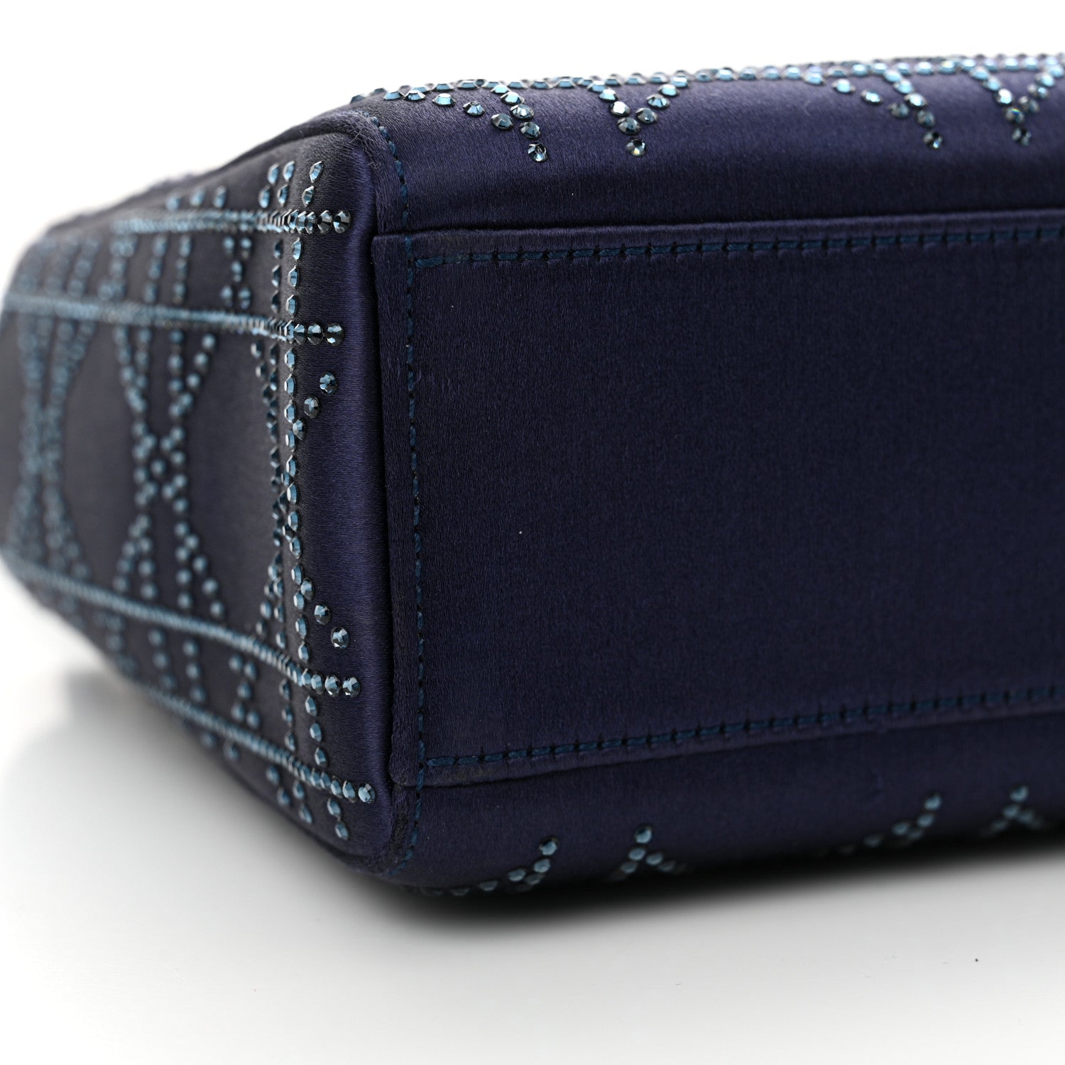 Christian Dior Satin Crystal Cannage Mini Lady Dior Navy 10 of 16