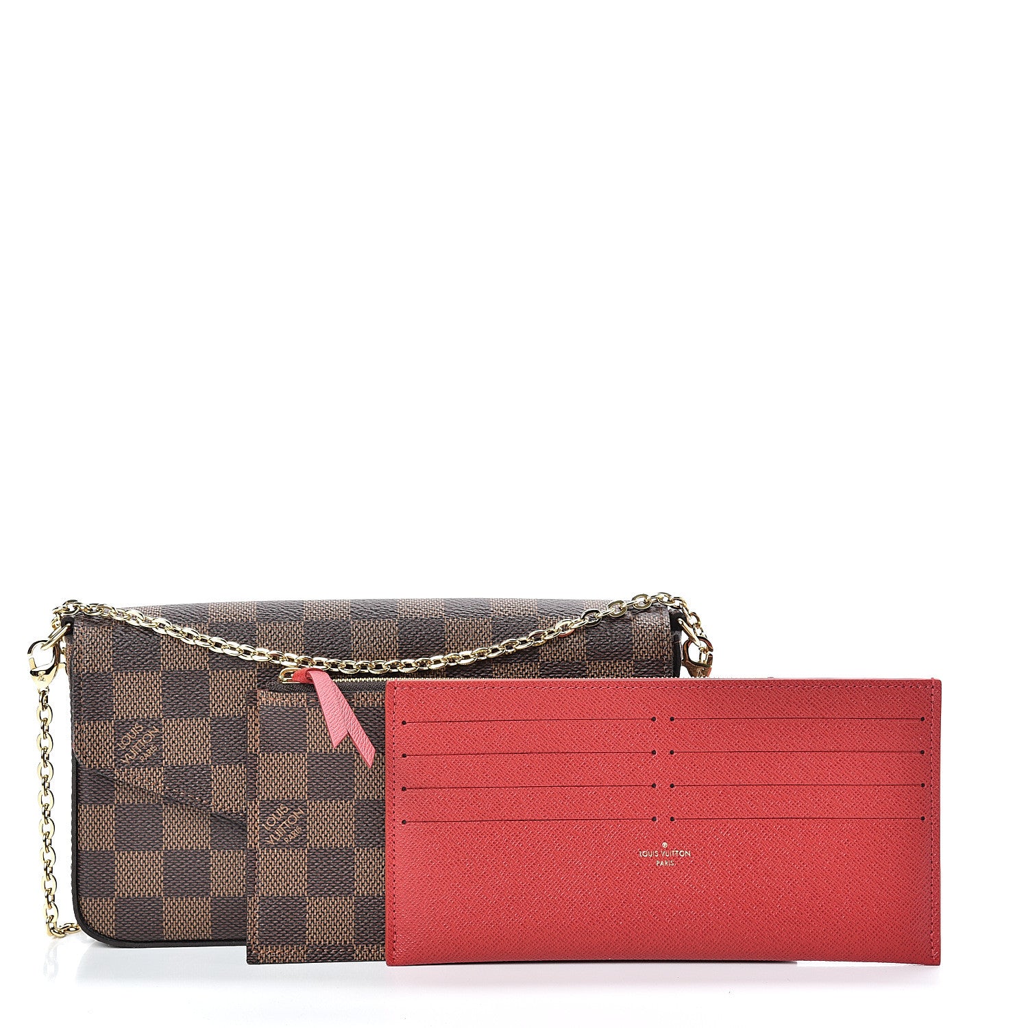 Louis Vuitton Damier Ebene Pochette Felicie Chain Wallet 3 of 12