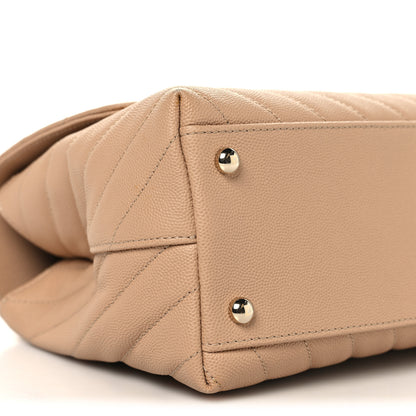 Chanel Caviar Chevron Quilted Small Coco Handle Flap Beige 9 of 12