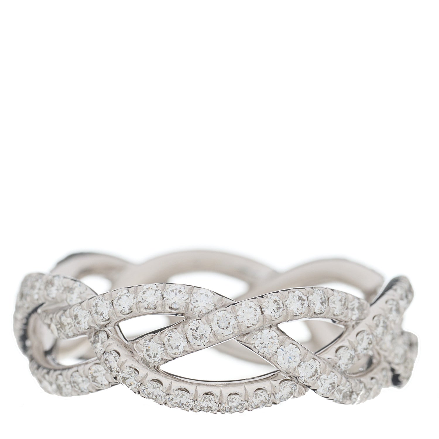 David Yurman Platinum Diamond Wisteria Band Ring 58 8.25 1 of 5