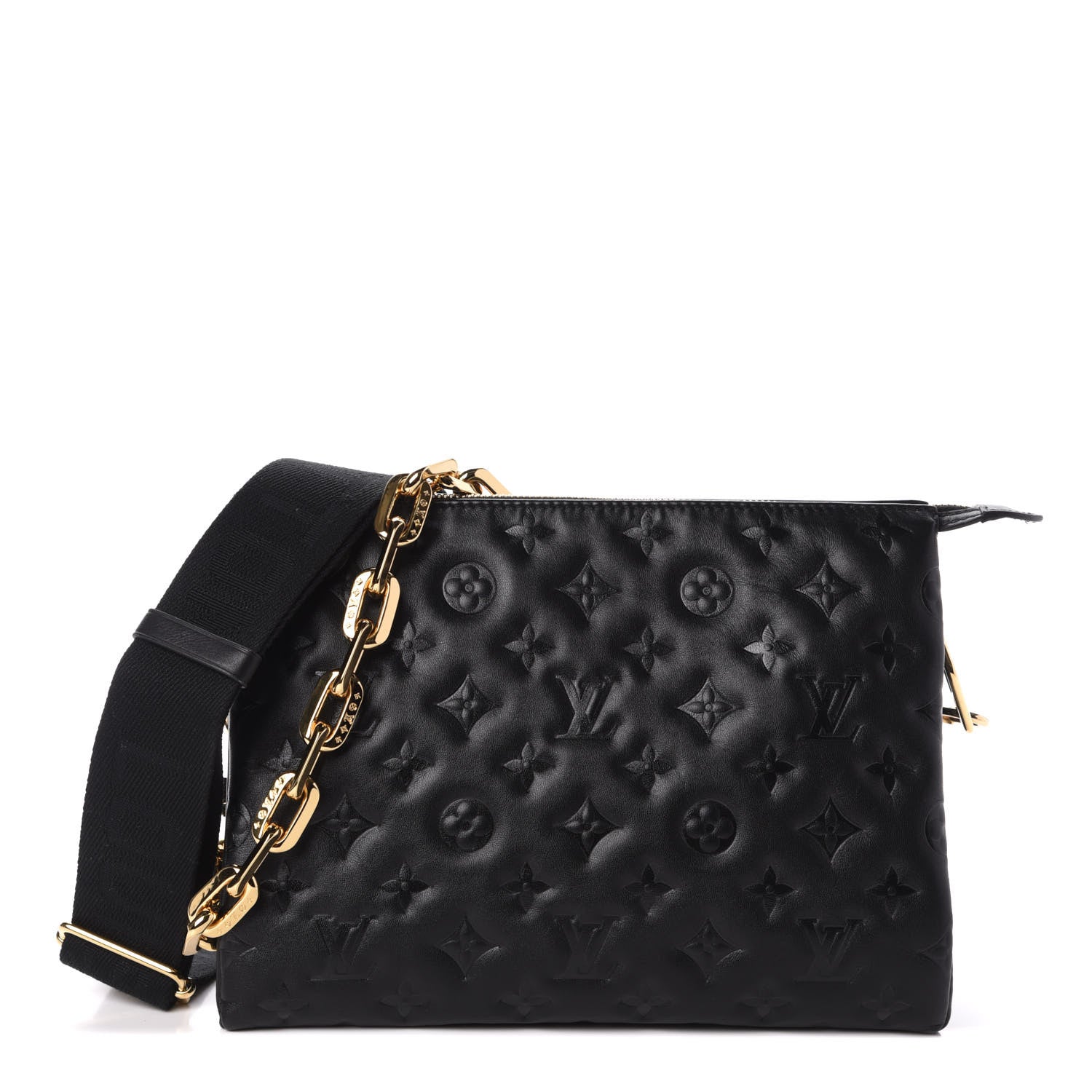 Louis Vuitton Lambskin Embossed Monogram Coussin PM Black 1 of 9