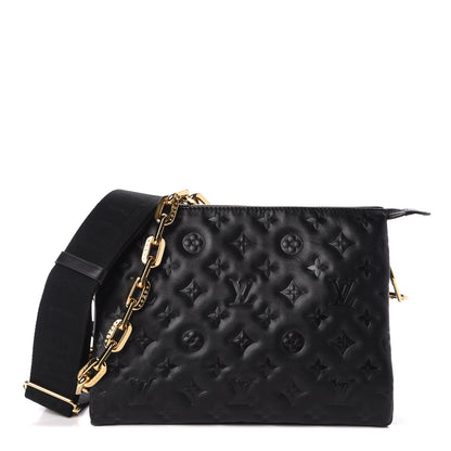 Louis Vuitton Lambskin Embossed Monogram Coussin PM Black 1 of 9