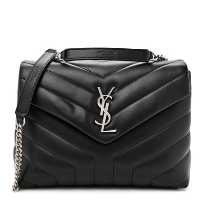 Saint Laurent Calfskin Y Quilted Monogram Small Loulou Chain Satchel Black 1 of 11