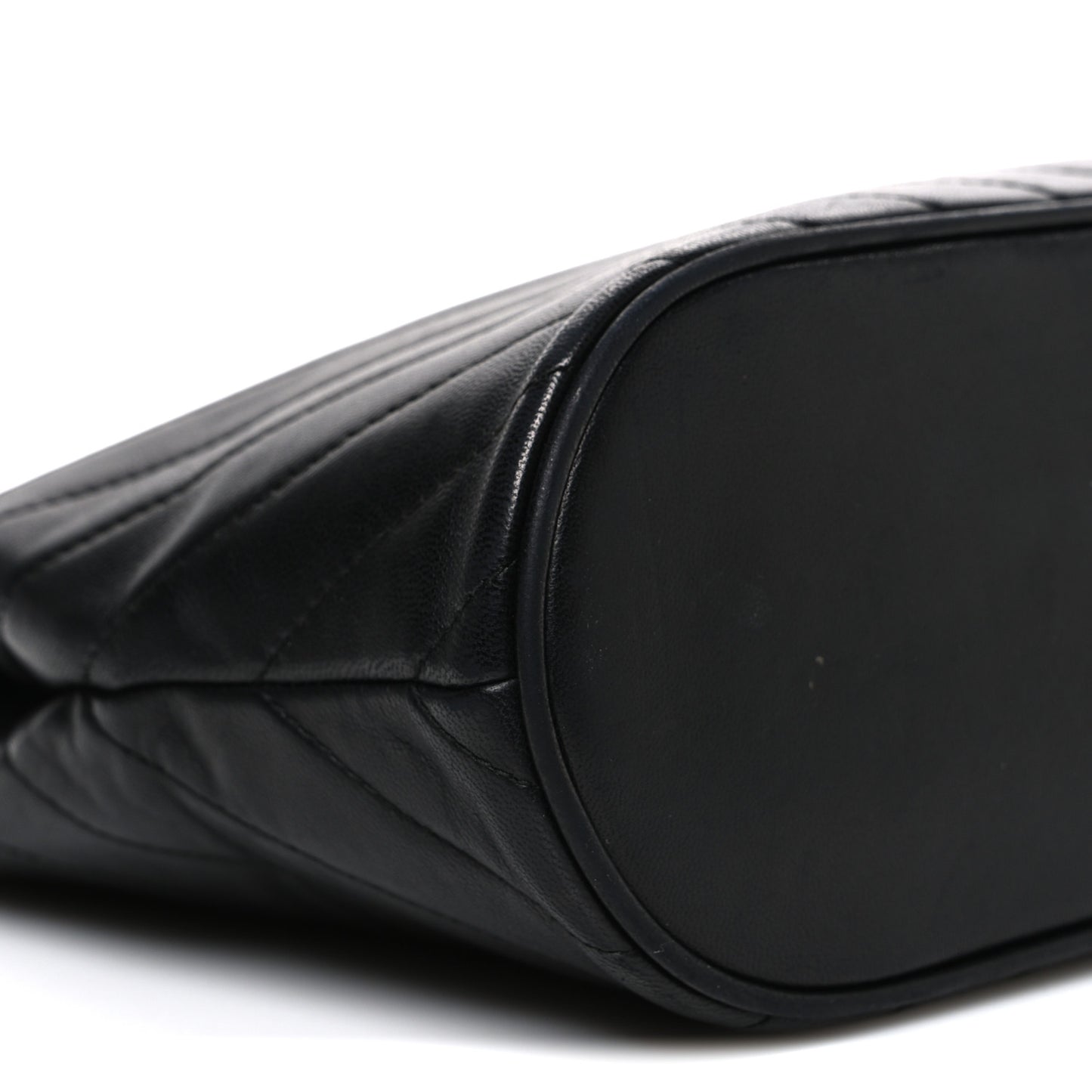Lambskin Chevron Quilted Top Handle Tote Bag Black