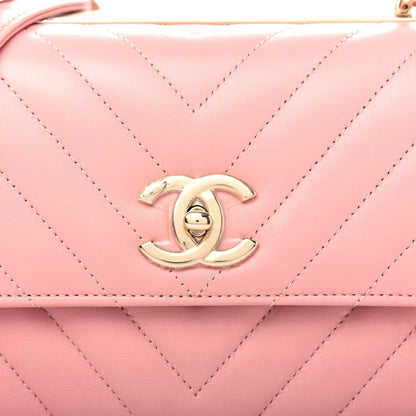 Chanel Lambskin Chevron Quilted Small Trendy CC Dual Handle Flap Bag Light Pink 9 of 10