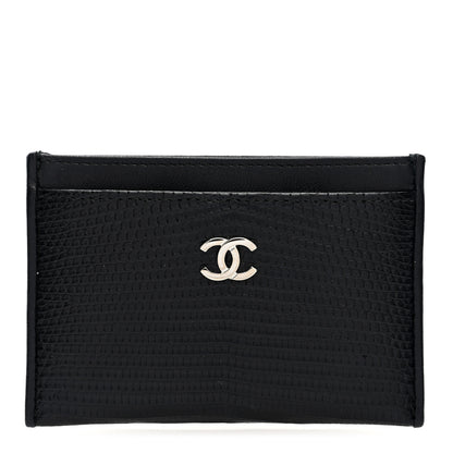 Chanel Calfskin Lizard Embossed Card Holder Black 1 of 8