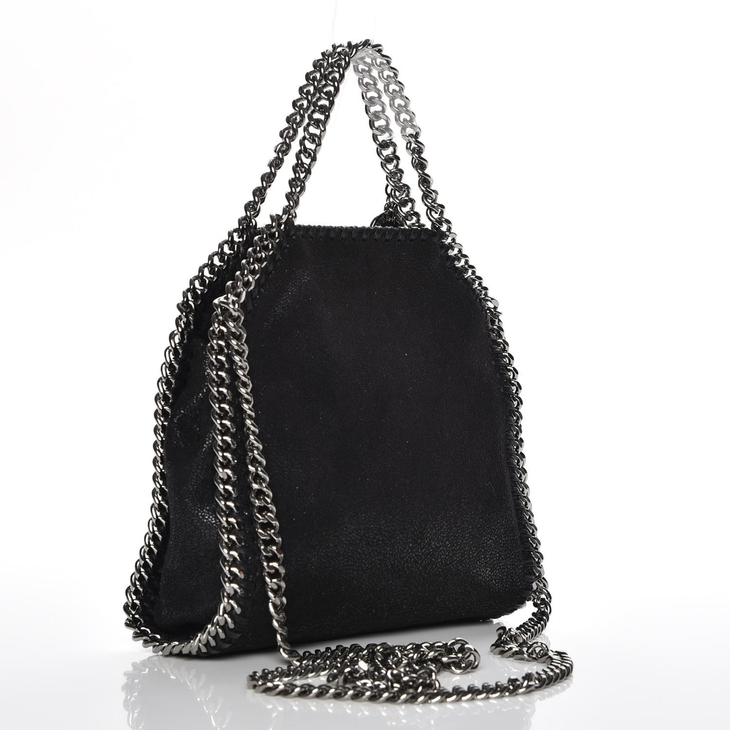 Shaggy Deer Crystal Stones Heart Tiny Falabella Tote Black
