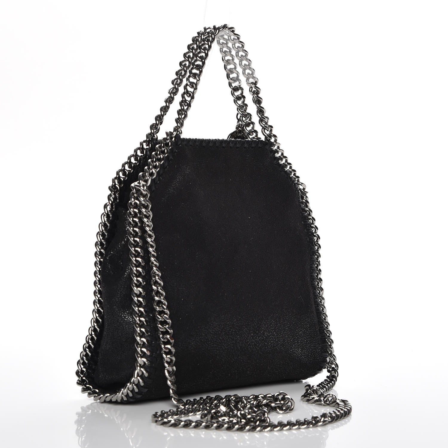 Stella McCartney Shaggy Deer Crystal Stones Heart Tiny Falabella Tote Black 3 of 8