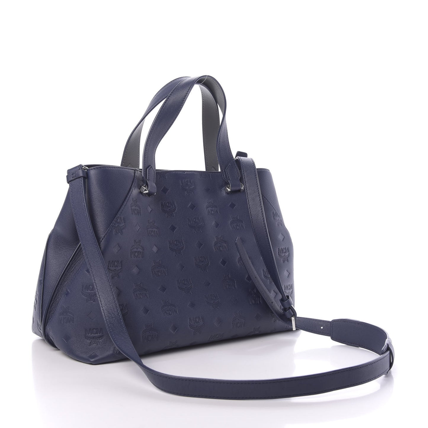 Calfskin Ottomar Monogram Large Essential Tote Navy Blue