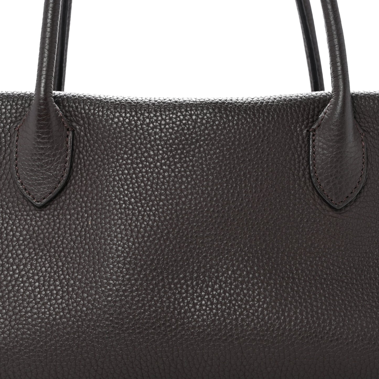 Grained Calfskin E/W Top Handle Bag Deep Brown