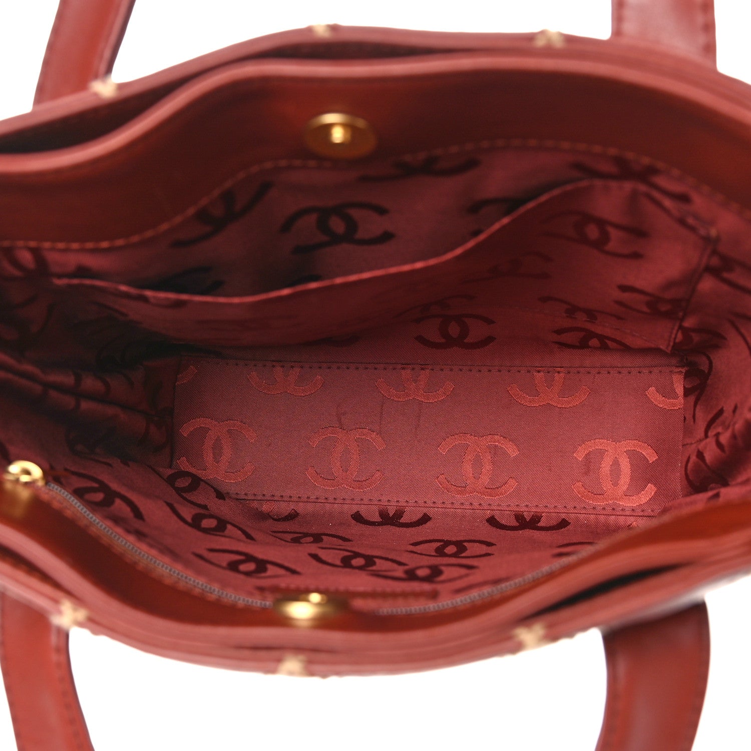 Chanel Calfskin Stitch Small Surpique Tote Brown 5 of 9