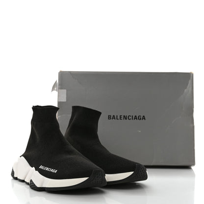 Balenciaga Neoprene Knit Womens Speed Sneakers 37 Black White 9 of 9