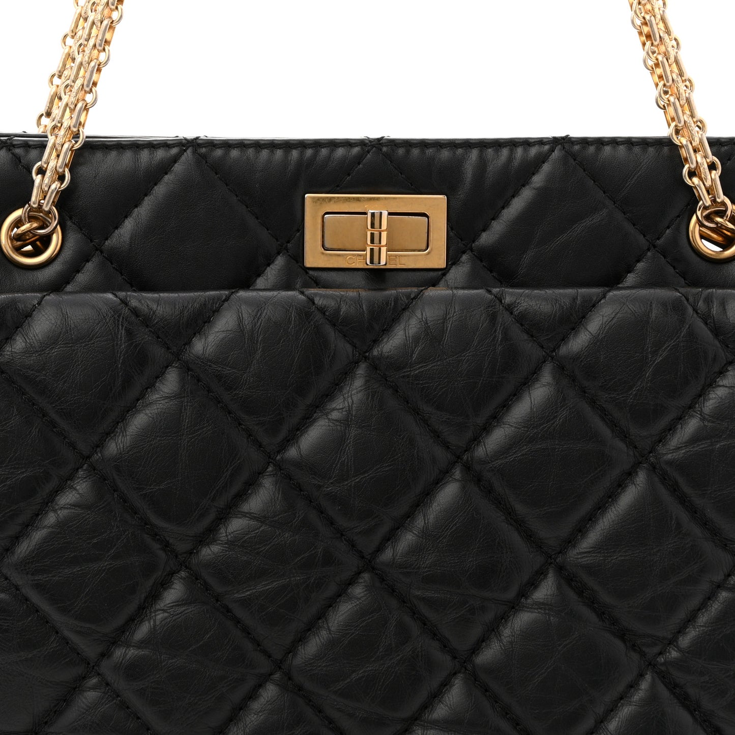 Aged Calfskin Quilted Reissue 2.55 Tote Black