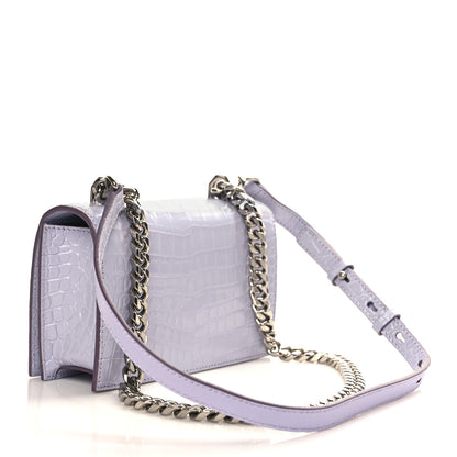 Alexander McQueen Shiny Crocodile Embossed Jeweled Satchel Lavender 3 of 9