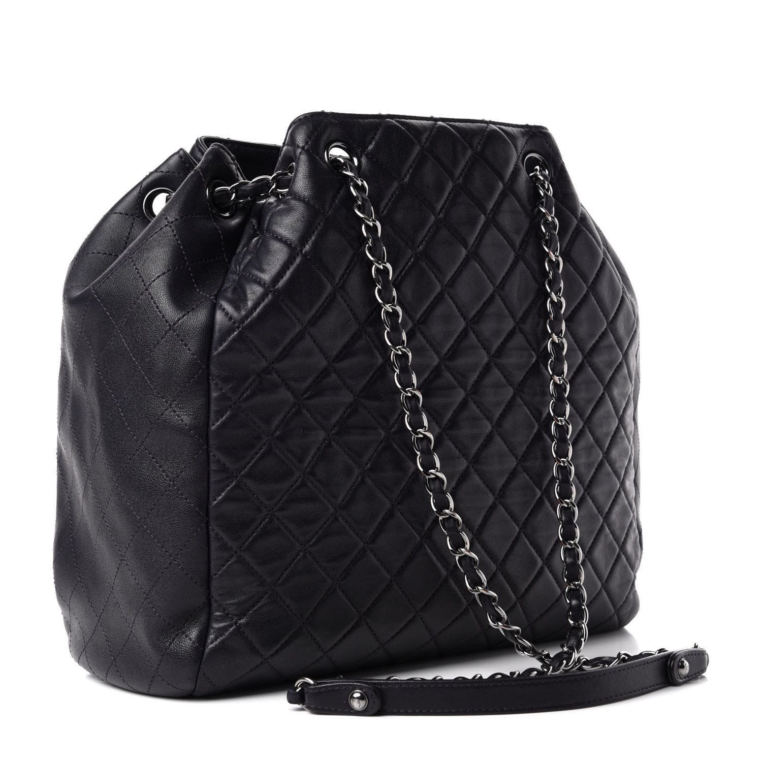 Chanel Lambskin Quilted Large Drawstring Shoulder Bag Purple 3 of 10