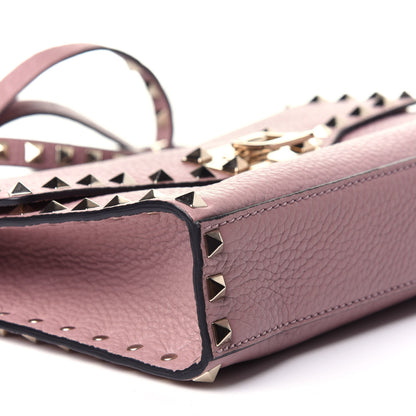 Valentino Garavani Pebbled Calfskin Medium Rockstud Flip Lock Crossbody Bag Water Rose 7 of 9