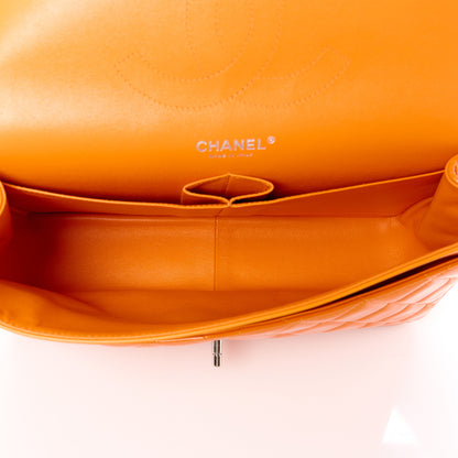 Chanel Patent Quilted Jumbo Double Flap Orange 5 of 11