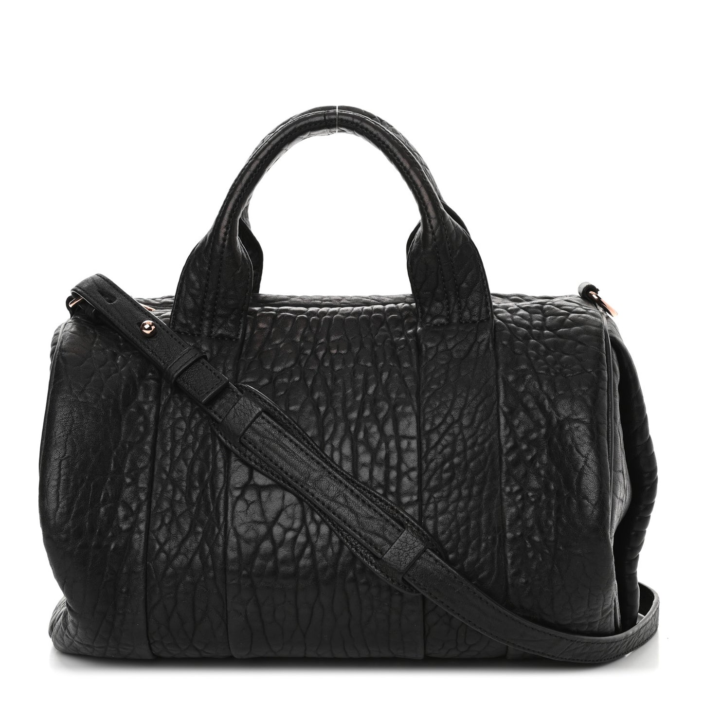 Pebbled Lambskin Rocco Black Rose Gold Hardware