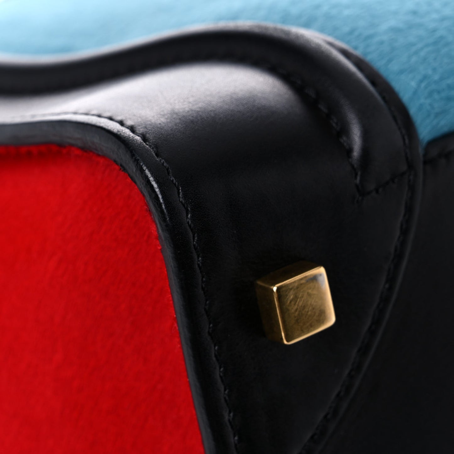 Pony Hair Mini Tri-Color Luggage Glacier Red Black