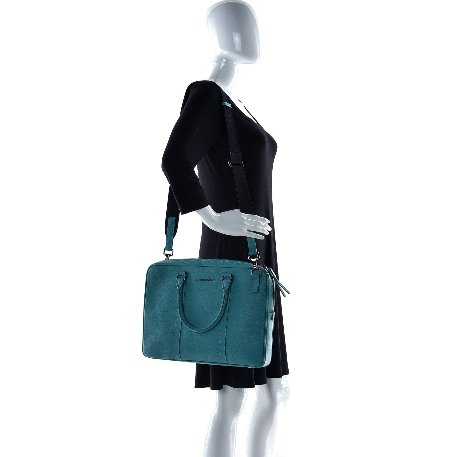 Burberry Textured Calfskin Small Newberg Briefcase Opal Green 4 of 14
