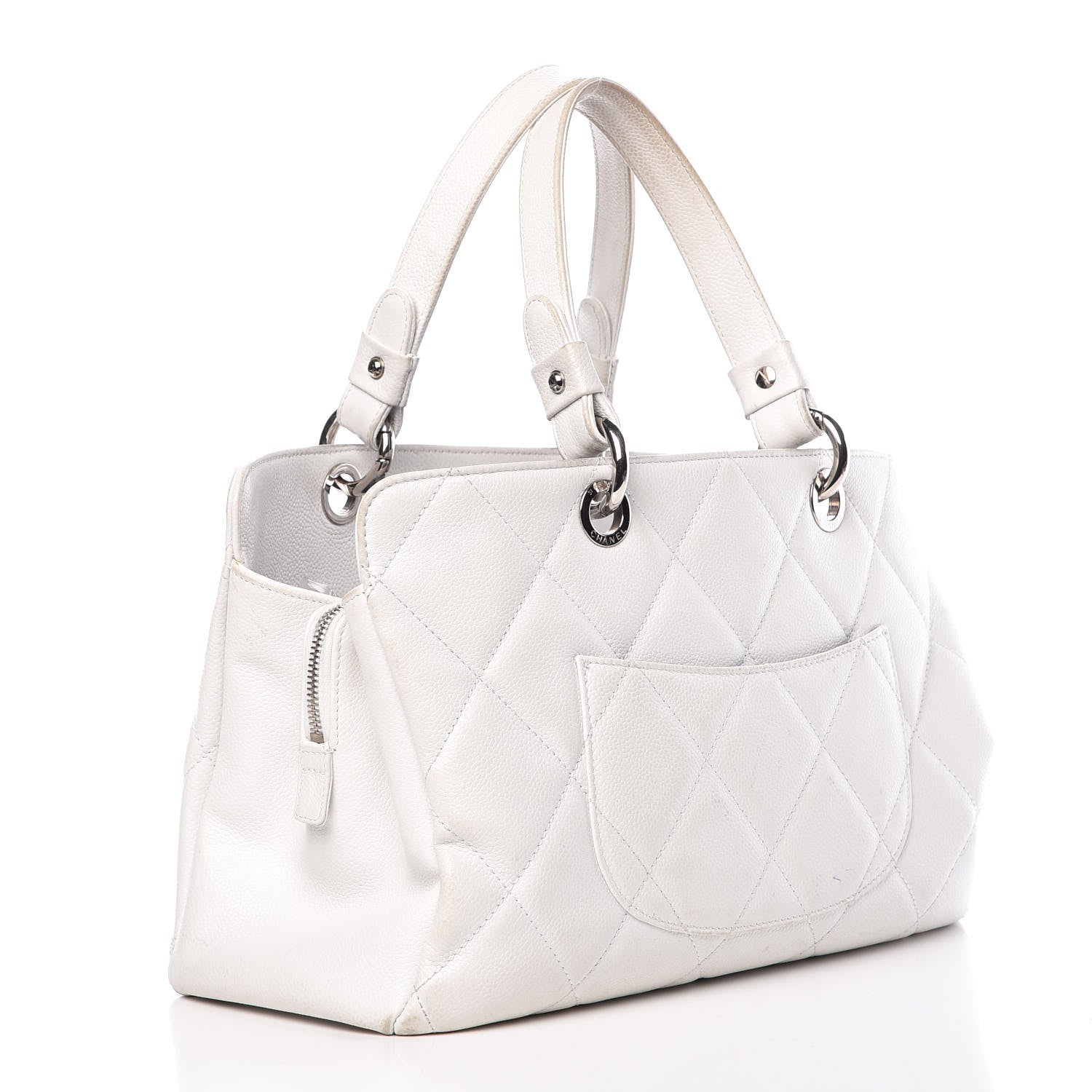 Chanel Soft Caviar Quilted CC Timeless Tote White 3 of 19