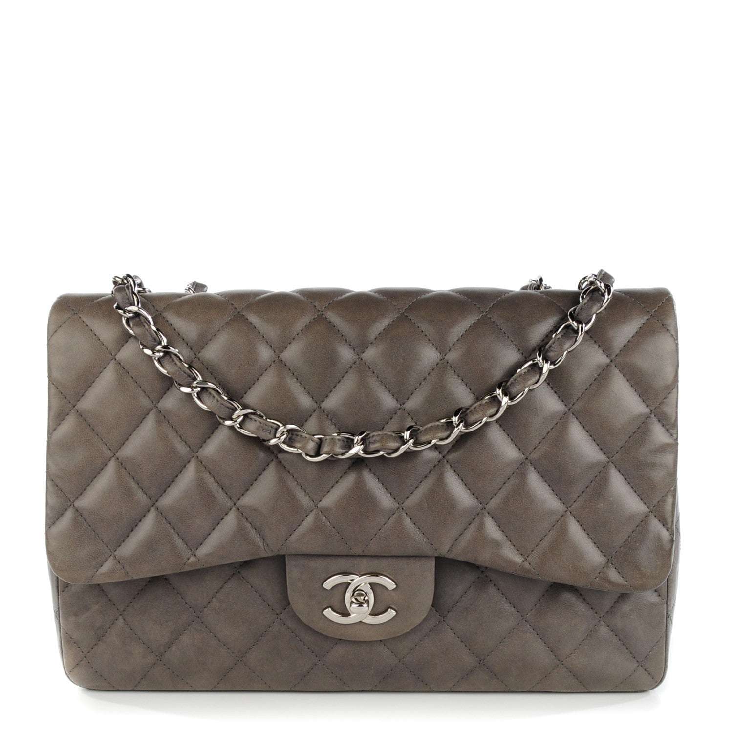 Chanel Lambskin Quilted Jumbo Single Flap Dark Grey 1 of 8
