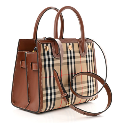 Burberry Calfskin Vintage Check Mini Two Handle Title Bag Archive Beige 3 of 9