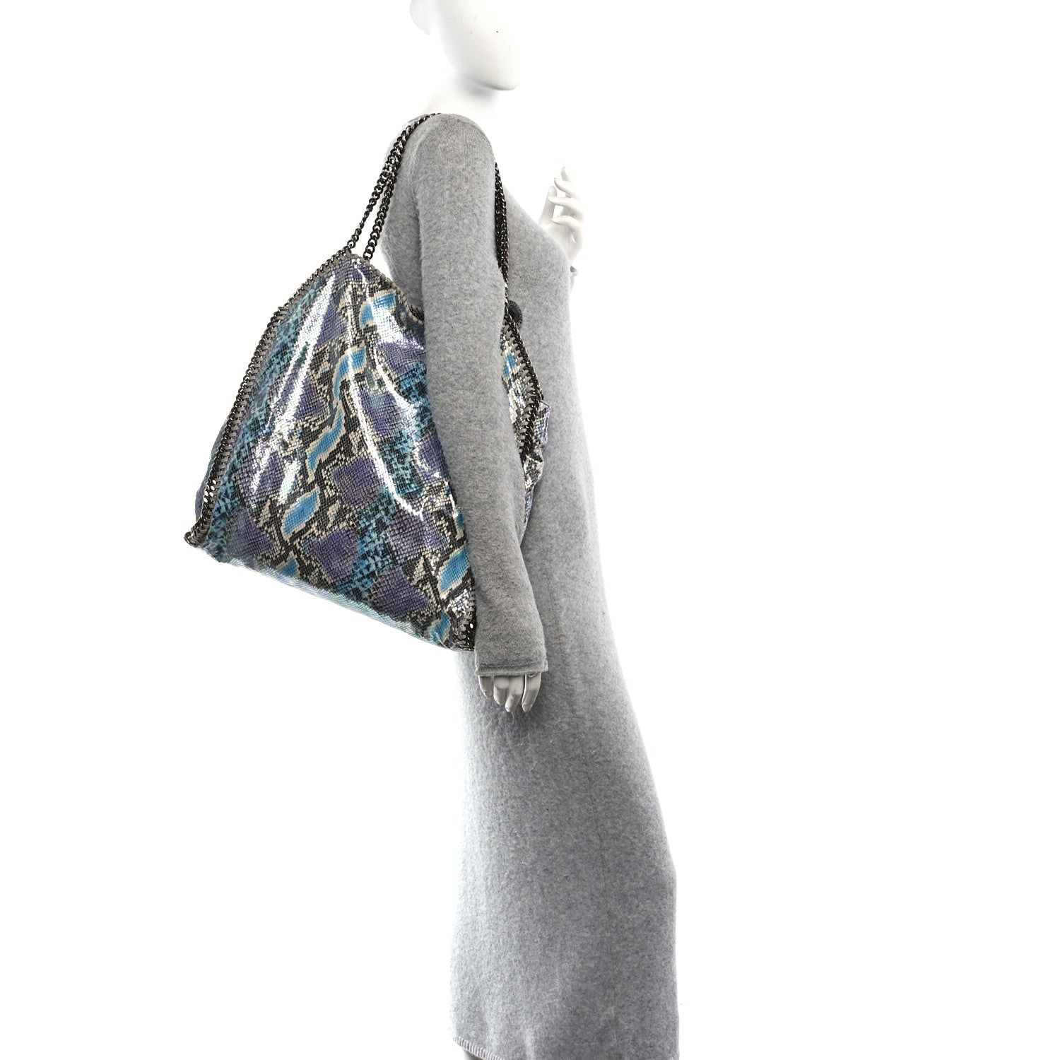 Stella McCartney Eco Python Oleographic Big Falabella Tote Navy 2 of 11