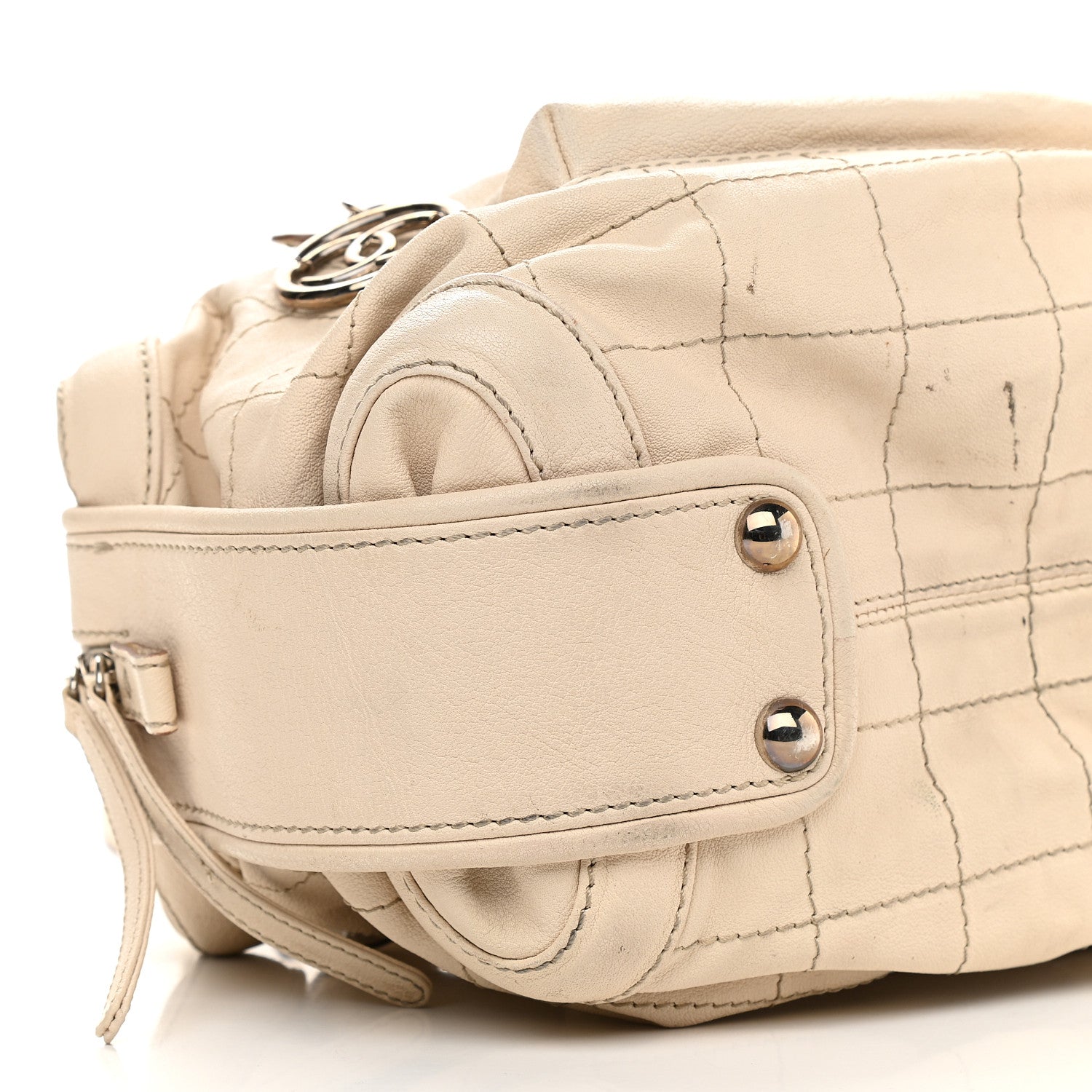 Chanel Calfskin Stitched Outdoor Ligne Bowler Beige 16 of 17