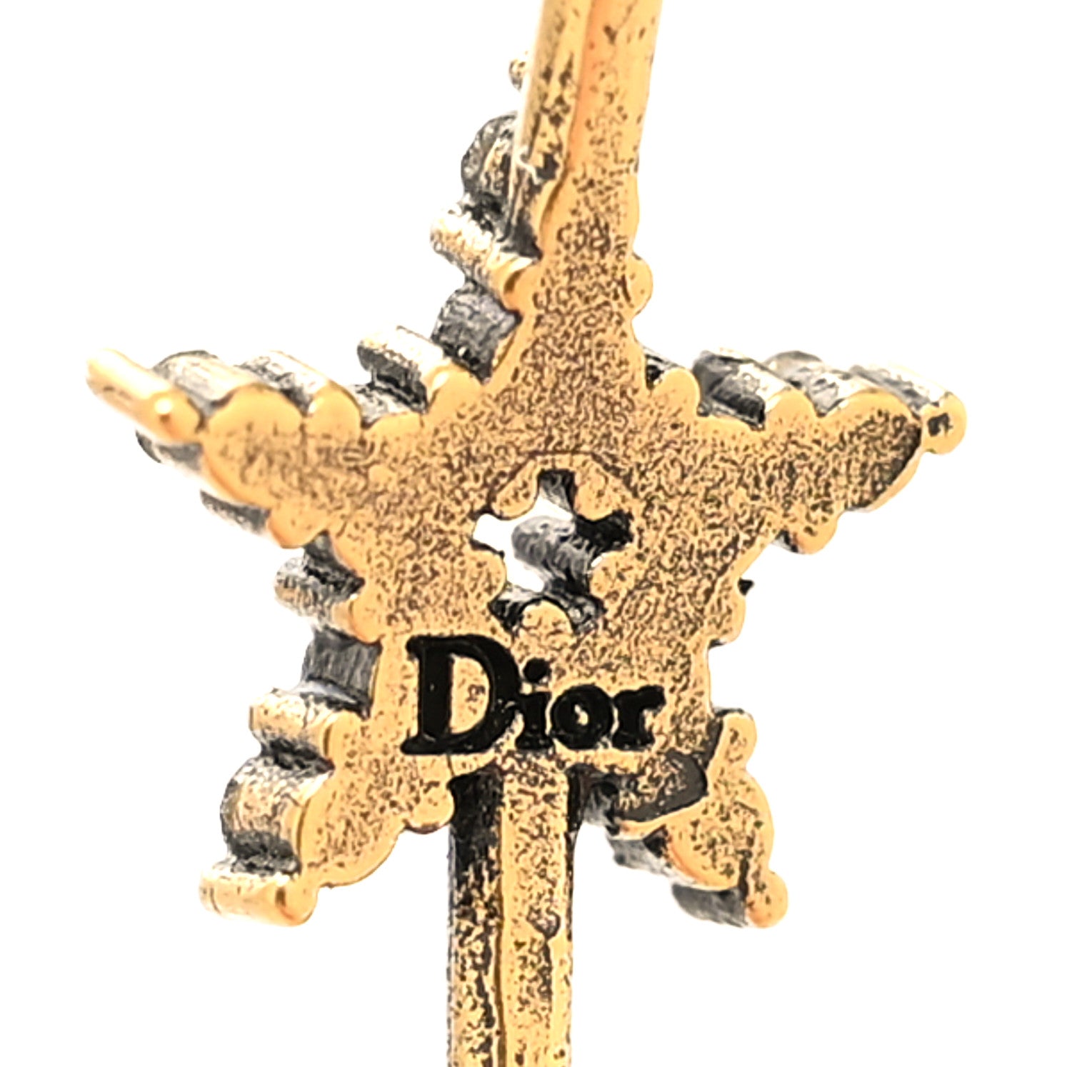 Christian Dior Metal Crystal J'Adior Hoop Earrings Aged Gold 4 of 4