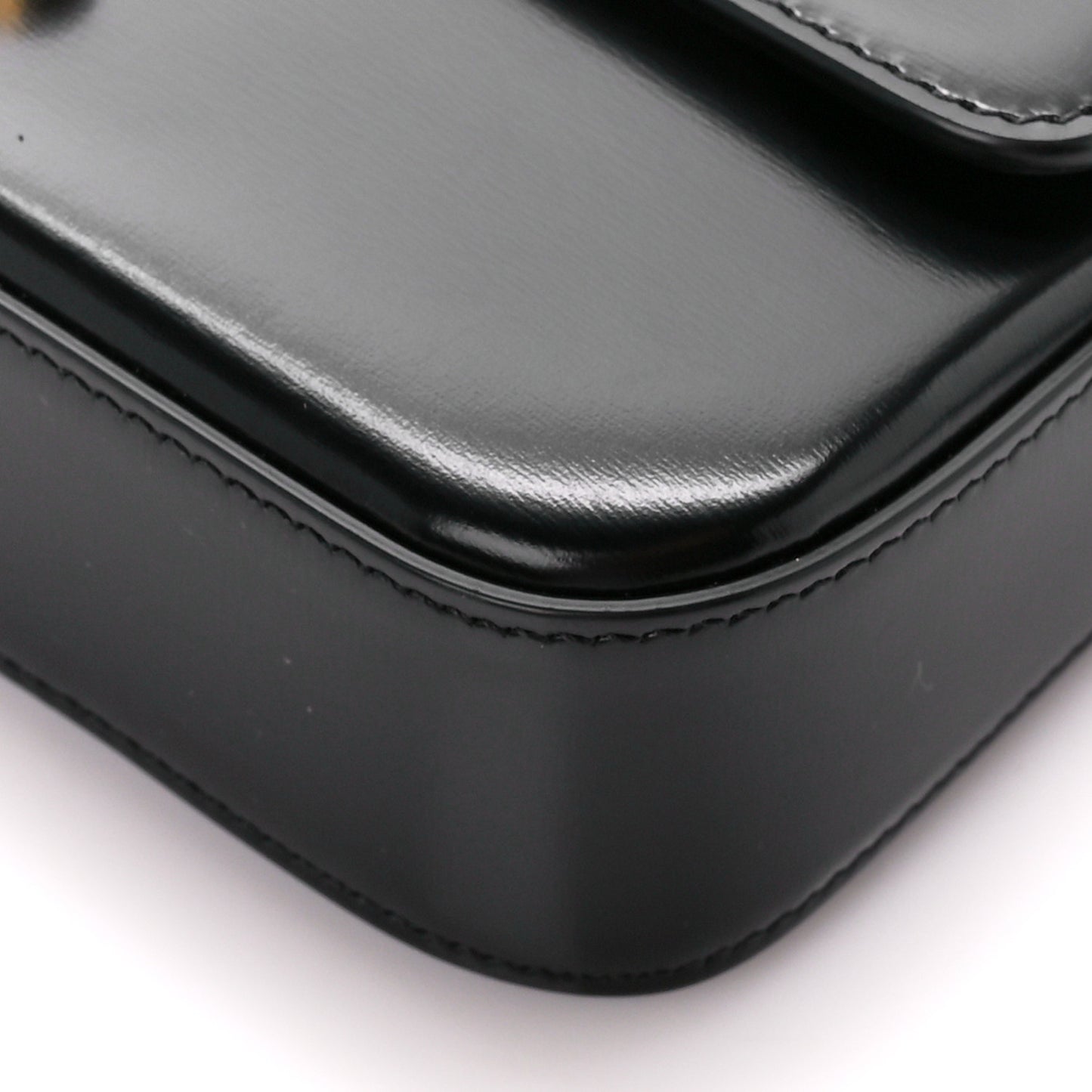 Shiny Calfskin Triomphe Chain Shoulder Bag Black