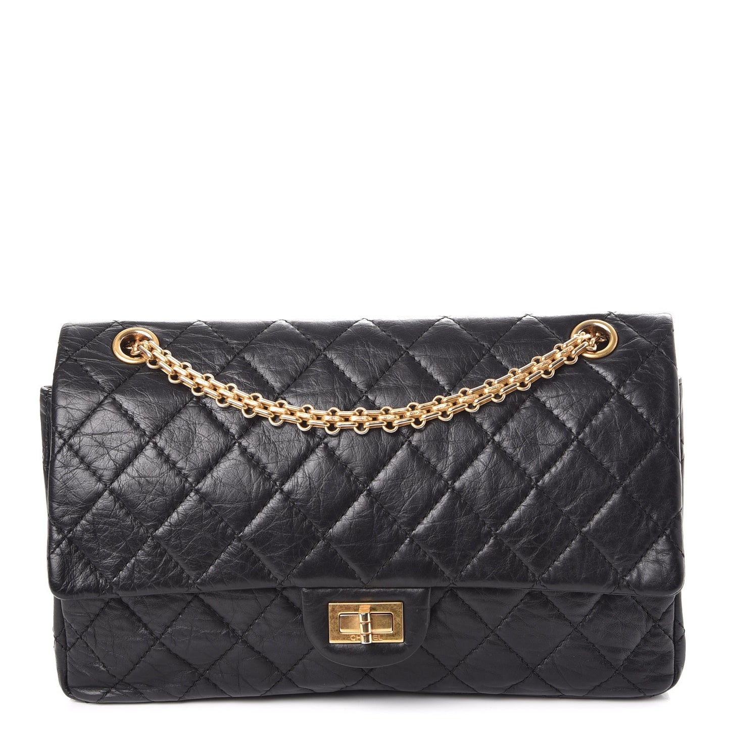 Aged Calfskin Quilted 2.55 Reissue 226 Flap Black