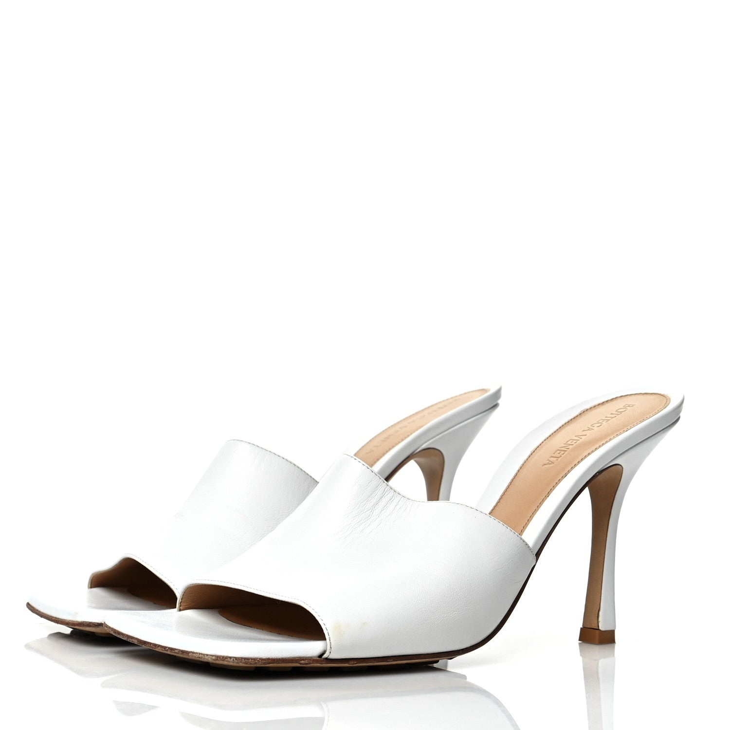 Bottega Veneta Lambskin Stretch Mule Sandals 40 Optic White 3 of 10